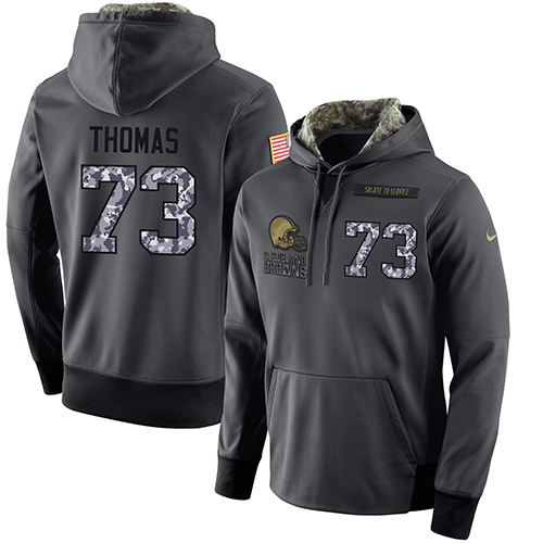 NFL Men's Nike Cleveland Browns #73 Joe Thomas Stitched Black Anthracite Salute to Service Player Performance Hoodie